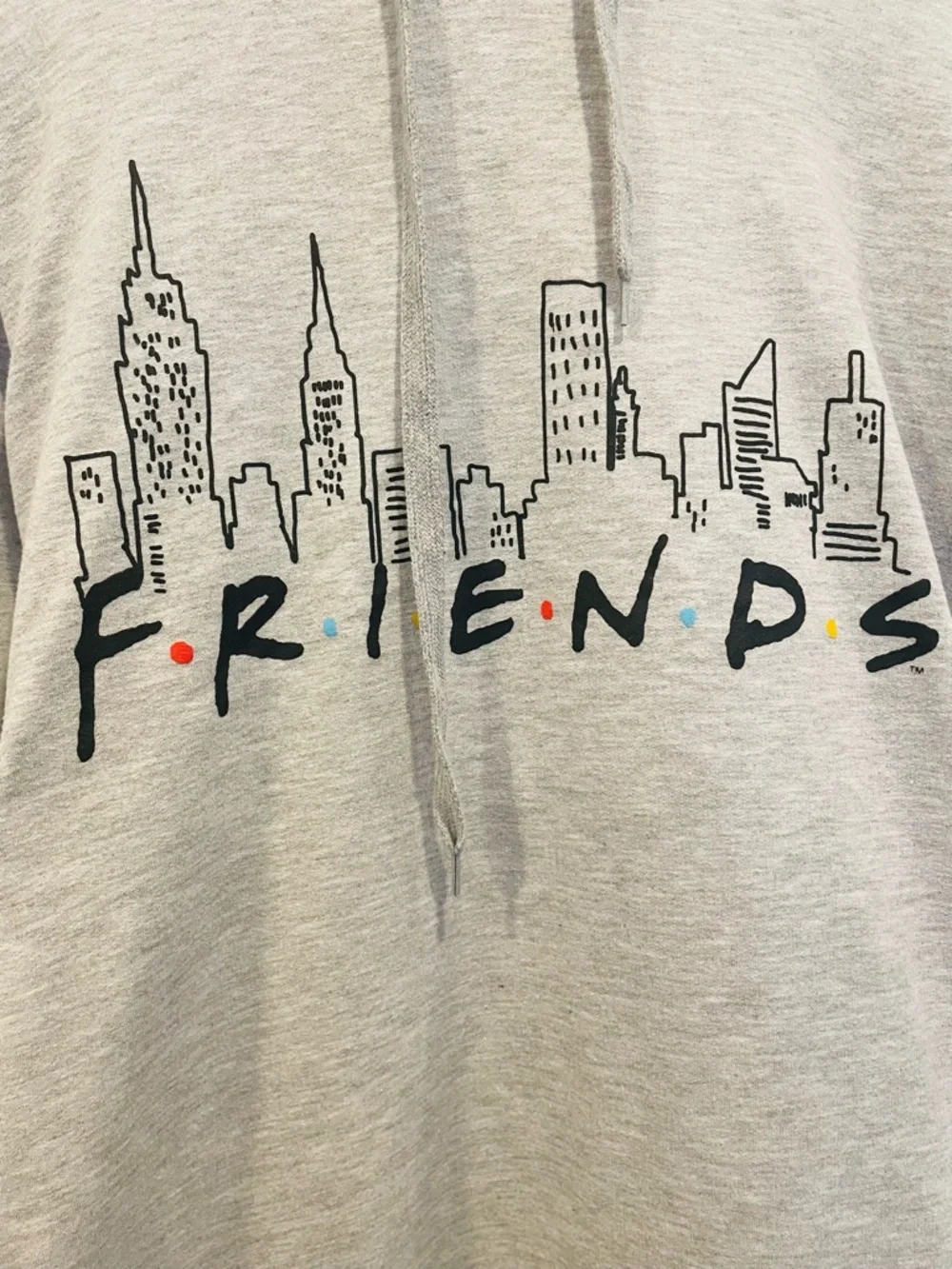 FRIENDS Vintage Retro Throwback Light Gray Hoodie with Skyline - Picture 3 of 6